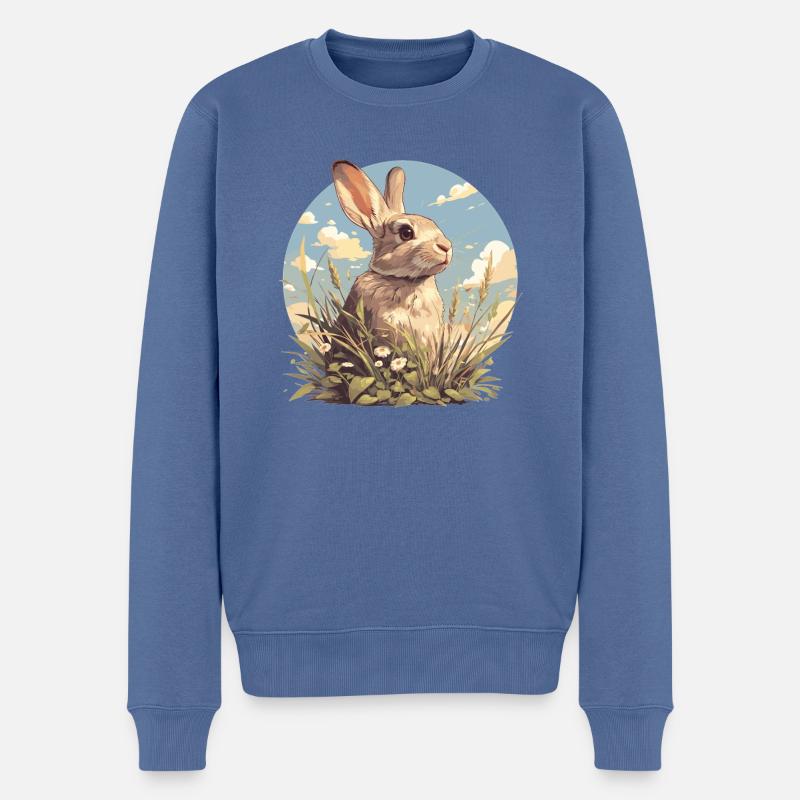 Hasen Hase - Männer Premium Bio Pullover - Taubenblau