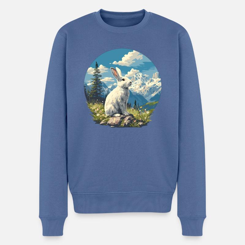 Hasen Hase - Männer Premium Bio Pullover - Taubenblau