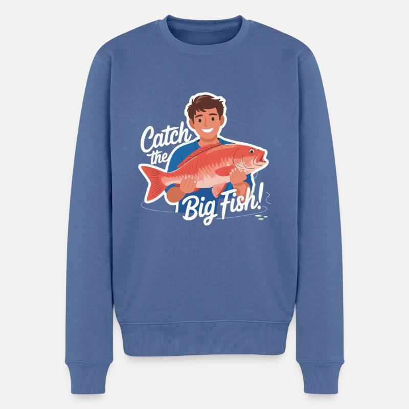 ATTRAPEZ LE GROS POISSON - Pull Premium bio Homme - bleu pigeon