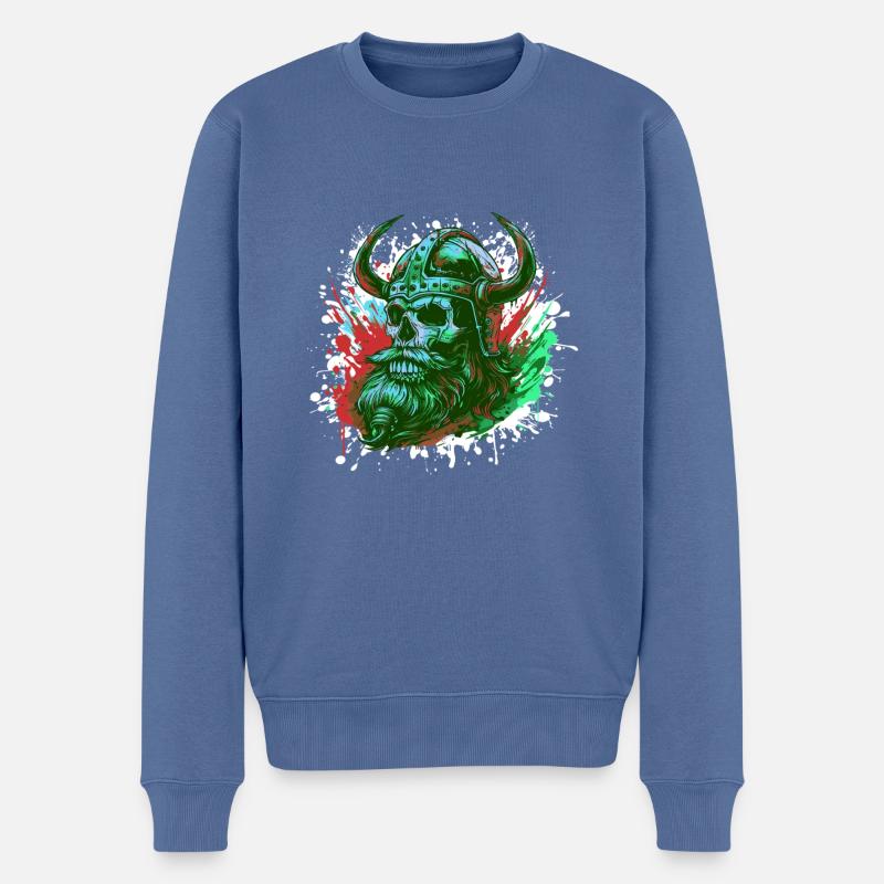 Wikinger Totenkopf - Männer Premium Bio Pullover - Taubenblau