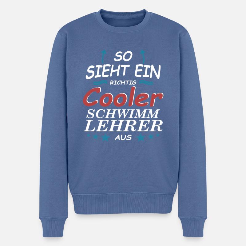 So sieht ein richtig cooler Schwimmlehrer aus - Männer Premium Bio Pullover - Taubenblau