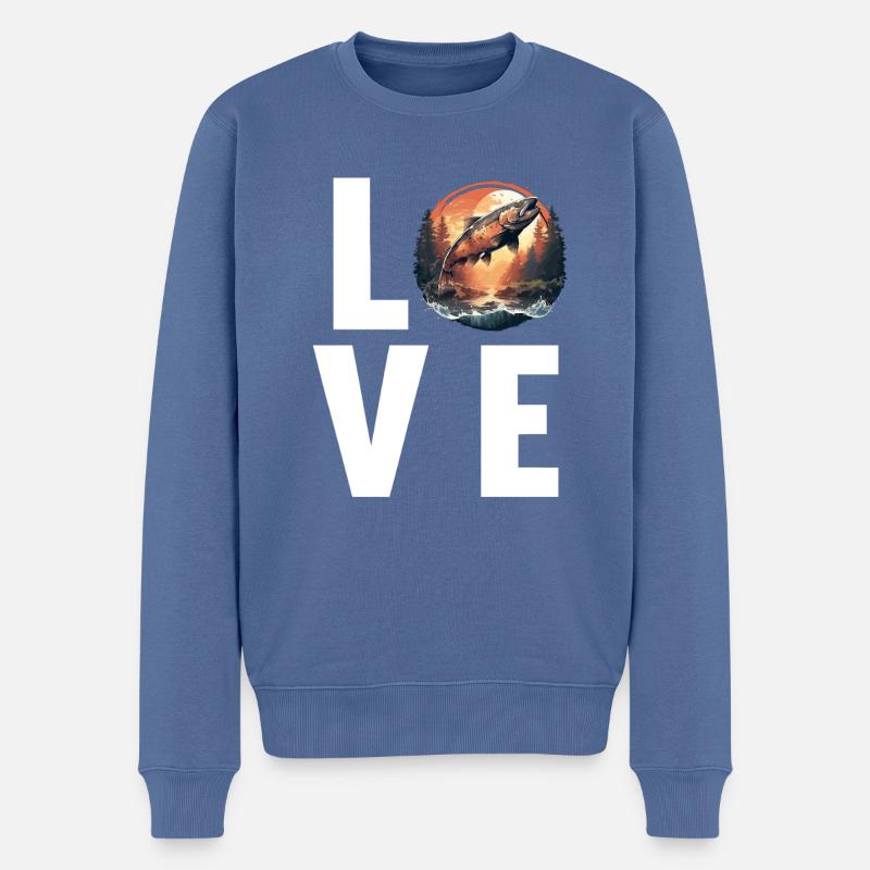 Lachse Lachs - Männer Premium Bio Pullover - Taubenblau