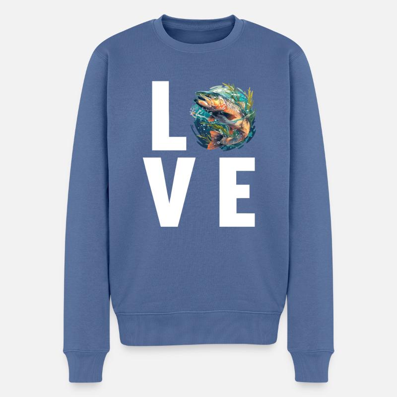 Saumon Saumon - Pull Premium bio Homme - bleu pigeon