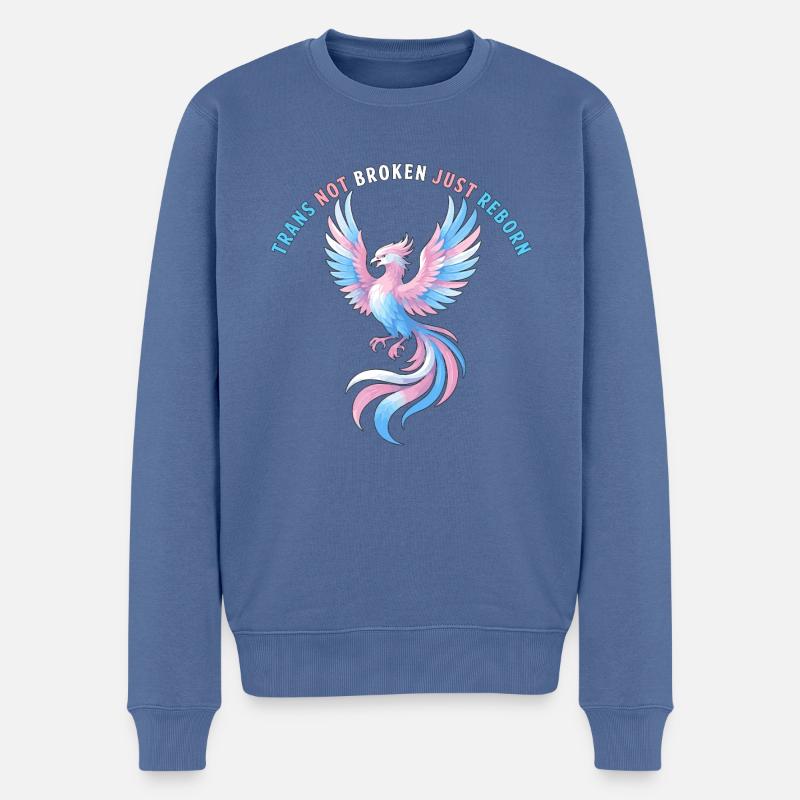 Trans Phönix – Nicht zerbrochen, neu geboren - Männer Premium Bio Pullover - Taubenblau