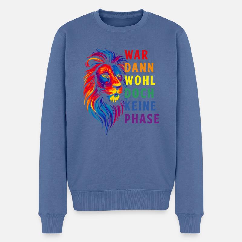 Löwe LGBTQ CSD LGBT Gay Pride Regenbogen Flagge - Männer Premium Bio Pullover - Taubenblau