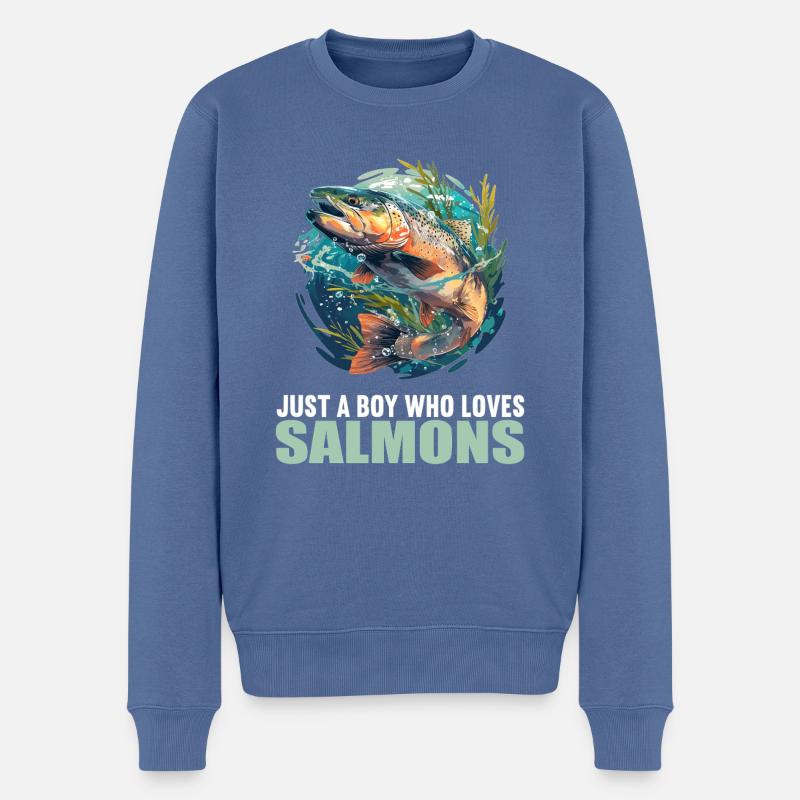 Saumon Saumon - Pull Premium bio Homme - bleu pigeon