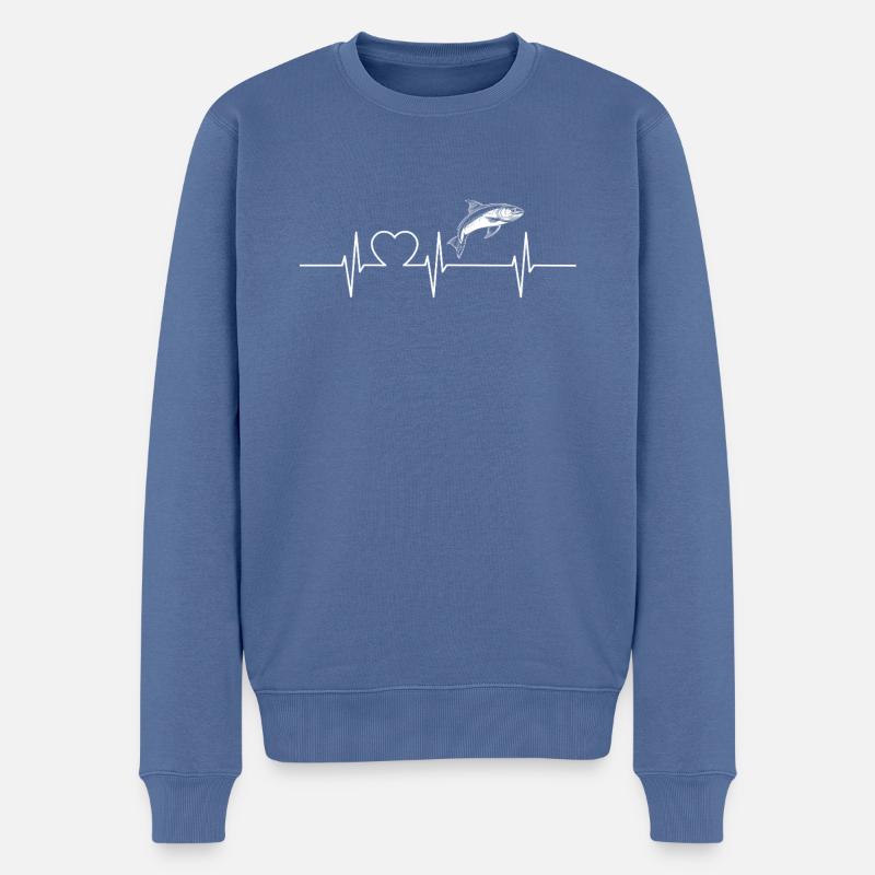 Lachse Lachs - Männer Premium Bio Pullover - Taubenblau