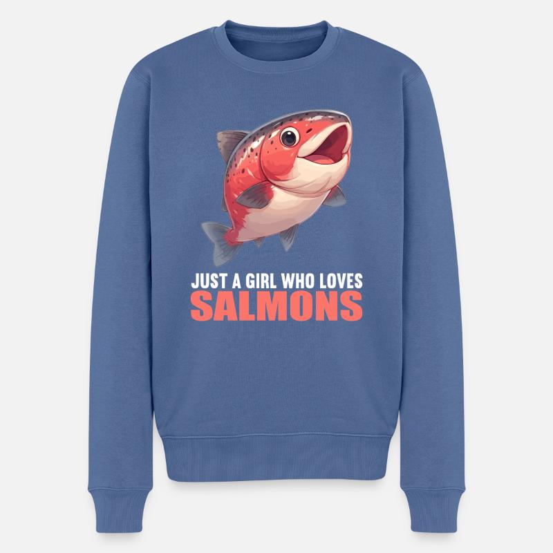 Lachse Lachs - Männer Premium Bio Pullover - Taubenblau