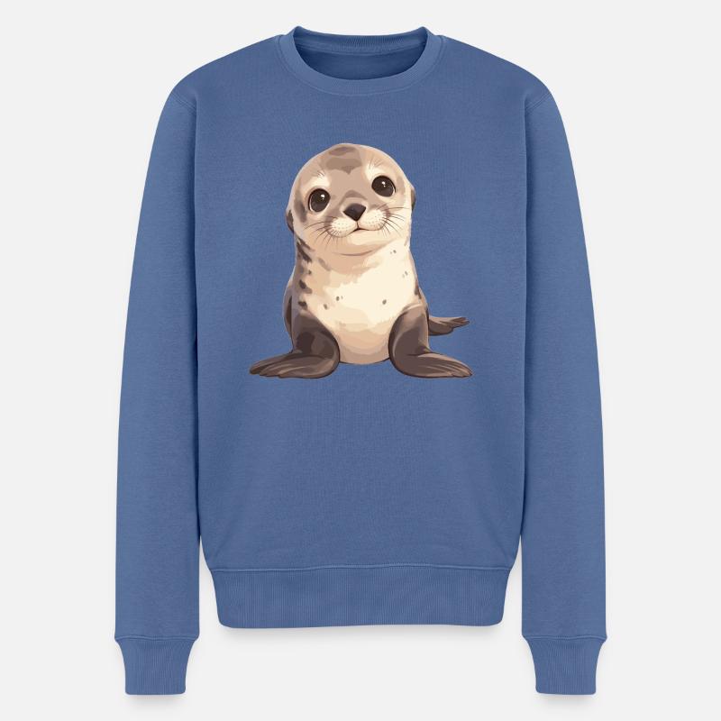 Seelöwen Seelöwe - Männer Premium Bio Pullover - Taubenblau