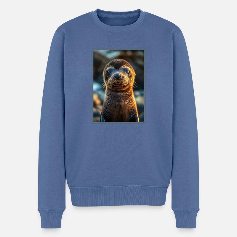 Seelöwen Seelöwe - Männer Premium Bio Pullover - Taubenblau