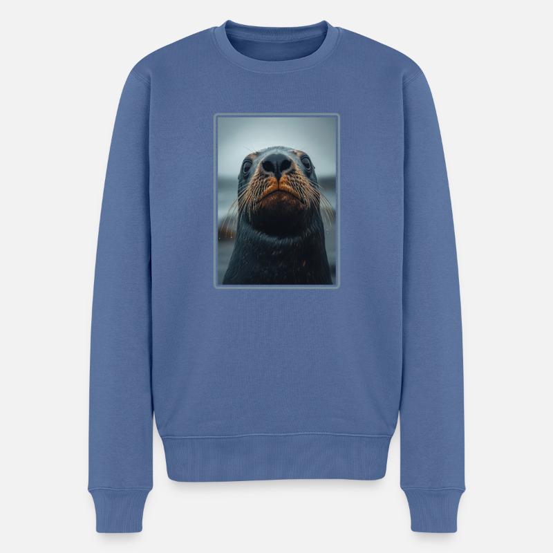 Seelöwen Seelöwe - Männer Premium Bio Pullover - Taubenblau
