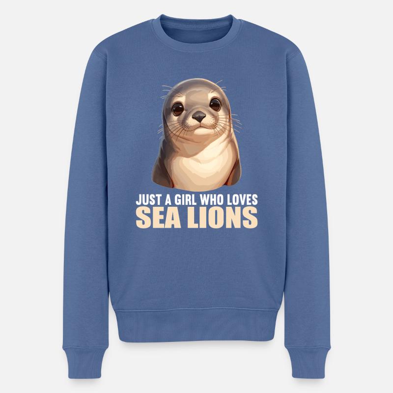 Seelöwen Seelöwe - Männer Premium Bio Pullover - Taubenblau