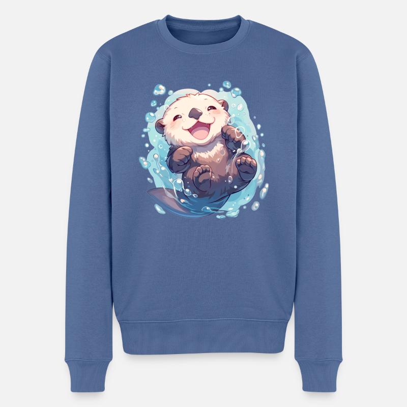 Loutre de mer - Pull Premium bio Homme - bleu pigeon
