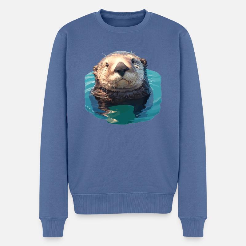 Seeotter - Männer Premium Bio Pullover - Taubenblau