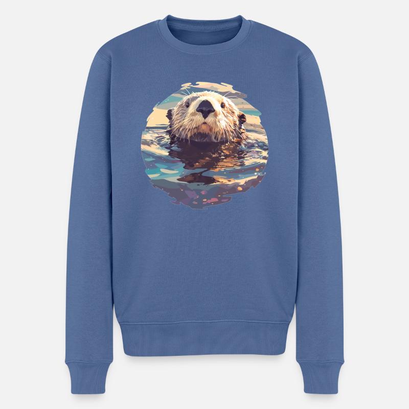 Seeotter - Männer Premium Bio Pullover - Taubenblau