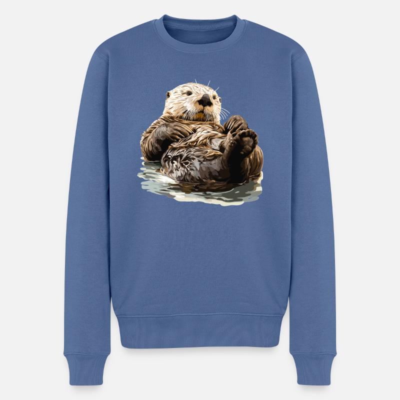 Loutre de mer - Pull Premium bio Homme - bleu pigeon