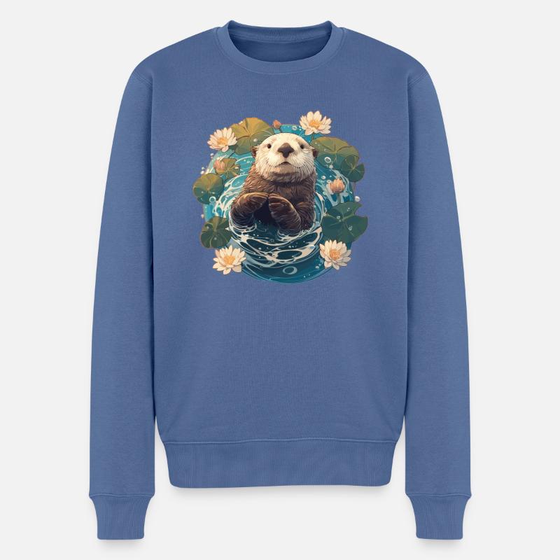 Loutre de mer - Pull Premium bio Homme - bleu pigeon