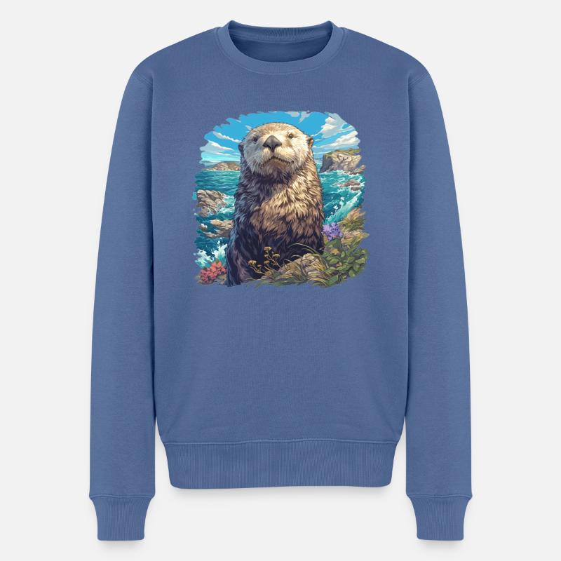 Loutre de mer - Pull Premium bio Homme - bleu pigeon