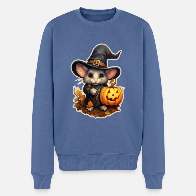 Halloween Maus - Männer Premium Bio Pullover - Taubenblau
