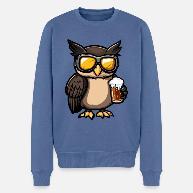 Eule Apres Ski Bier Comic - Männer Premium Bio Pullover - Taubenblau