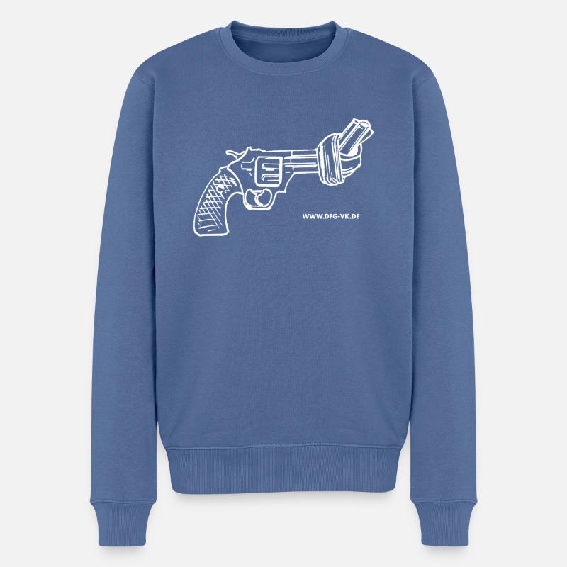 NON-VIOLANCE (blanc) - Pull Premium bio Homme - bleu pigeon