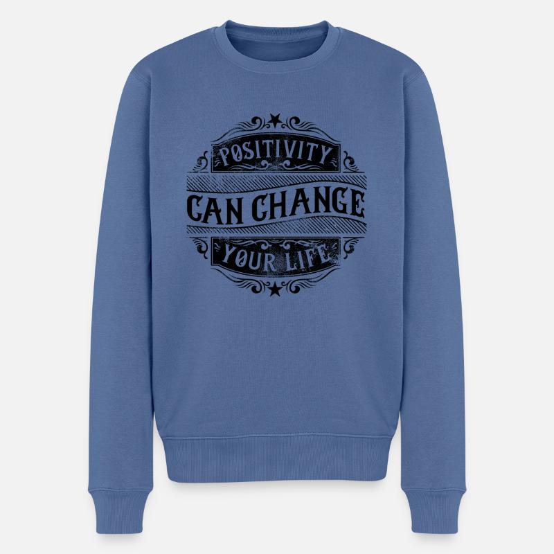 La pensée positive change la vie - Pull Premium bio Homme - bleu pigeon
