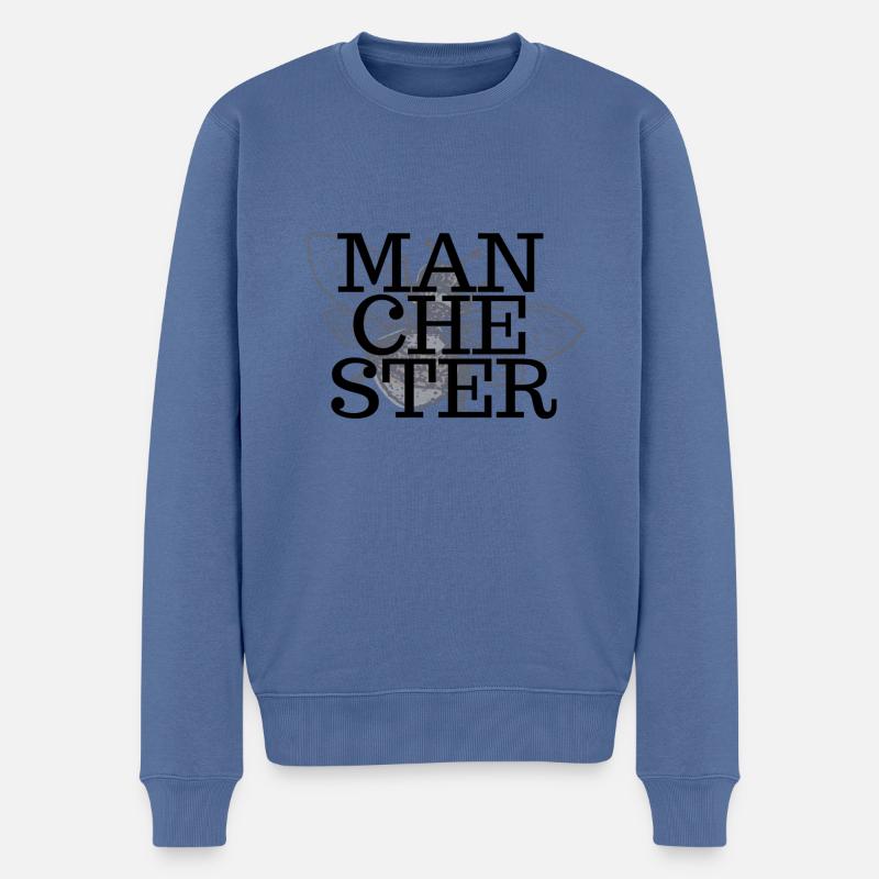Bee Manchester Overlay - Pull Premium bio Homme - bleu pigeon