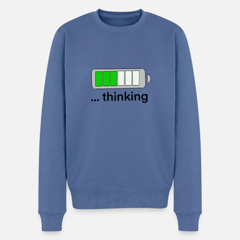 Thinking Denken Witzige und Geistreiche Baterie - Männer Premium Bio Pullover - Taubenblau