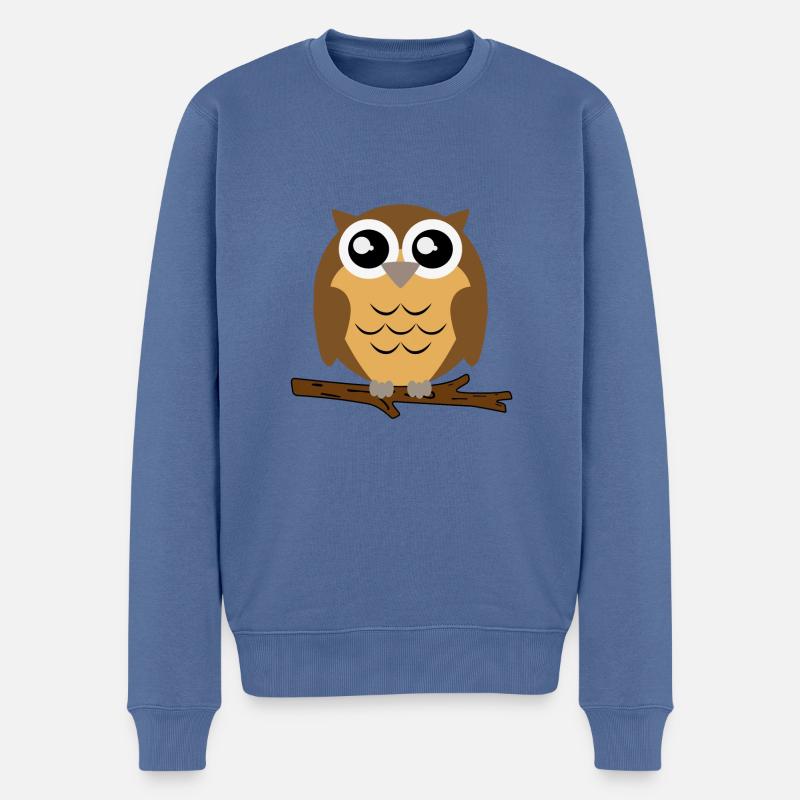 Illustration de motif mignon hibou - Pull Premium bio Homme - bleu pigeon