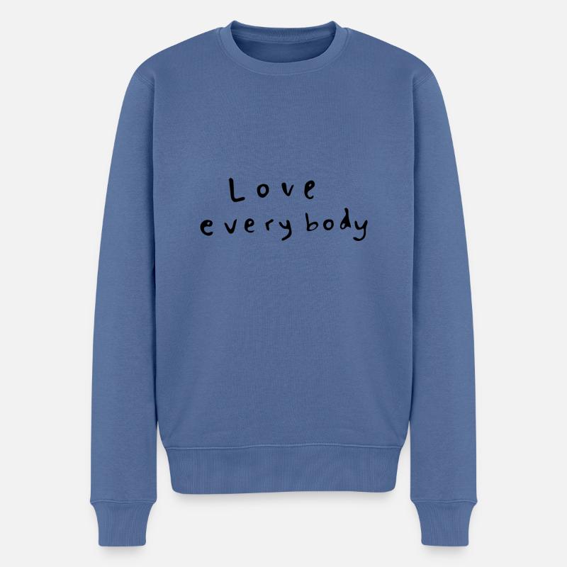 Liebe jeden - Männer Premium Bio Pullover - Taubenblau