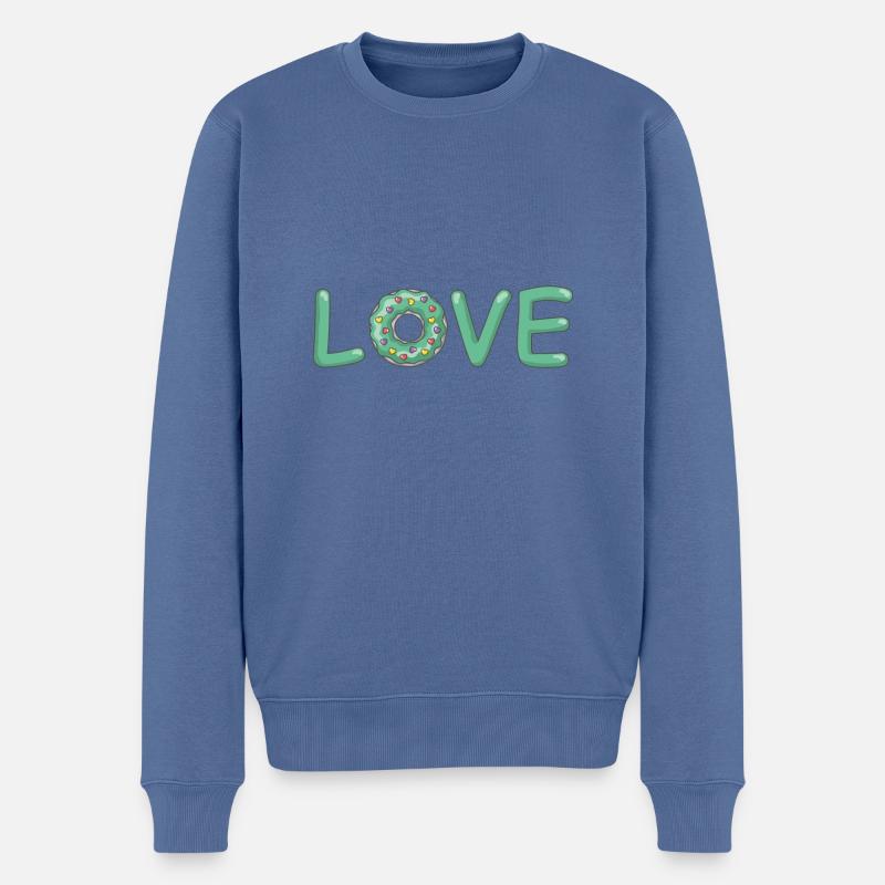 Donut amour avec coeurs - Pull Premium bio Homme - bleu pigeon