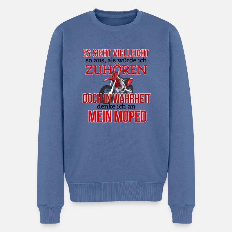 Mein Moped Theme Shirt - Männer Premium Bio Pullover - Taubenblau