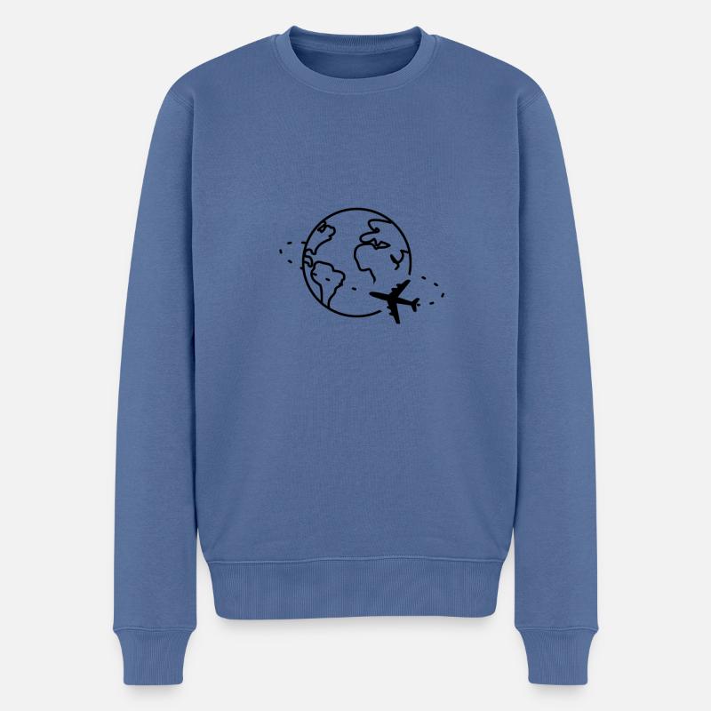 Weltreise - Männer Premium Bio Pullover - Taubenblau