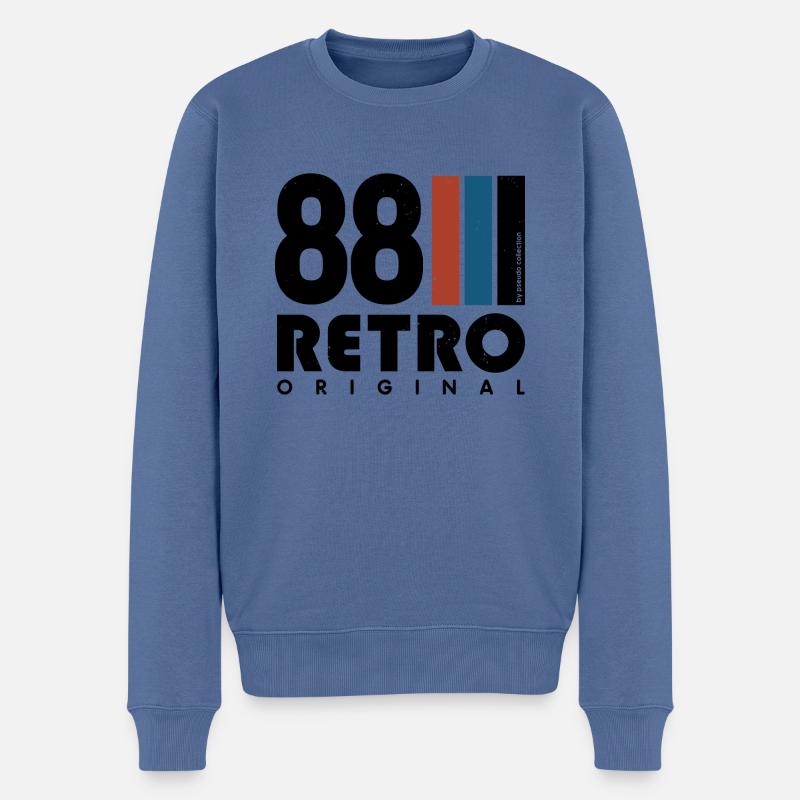Retro 88 Pseudo - Männer Premium Bio Pullover - Taubenblau
