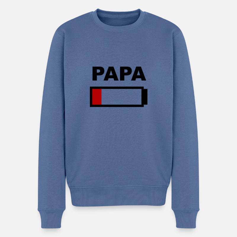 Papa Batterie - Männer Premium Bio Pullover - Taubenblau