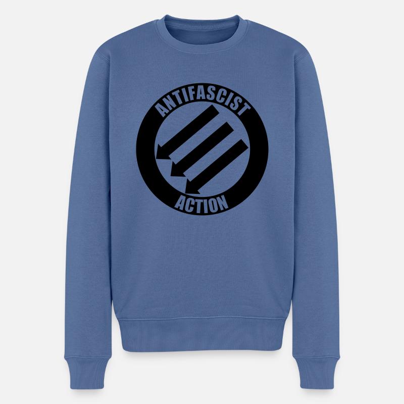 Antifaschistische Aktion - Männer Premium Bio Pullover - Taubenblau