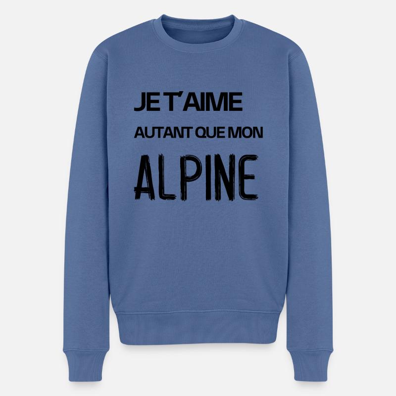 JE T'AIME AUTANT QUE - Pull Premium bio Homme - bleu pigeon