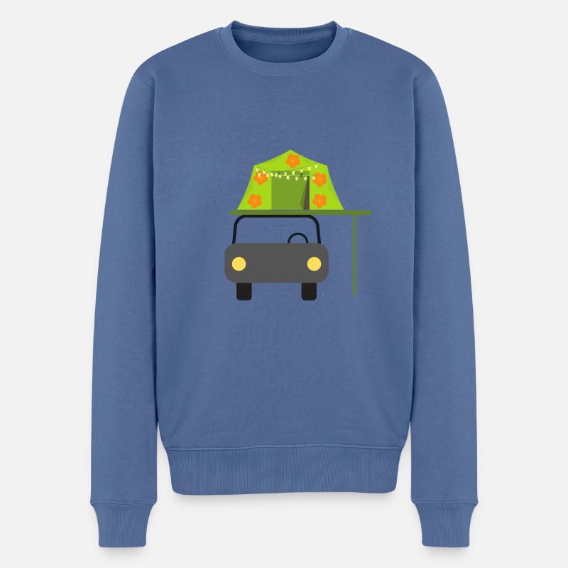 Dachzelt mit Blumen und Girlande - Männer Premium Bio Pullover - Taubenblau