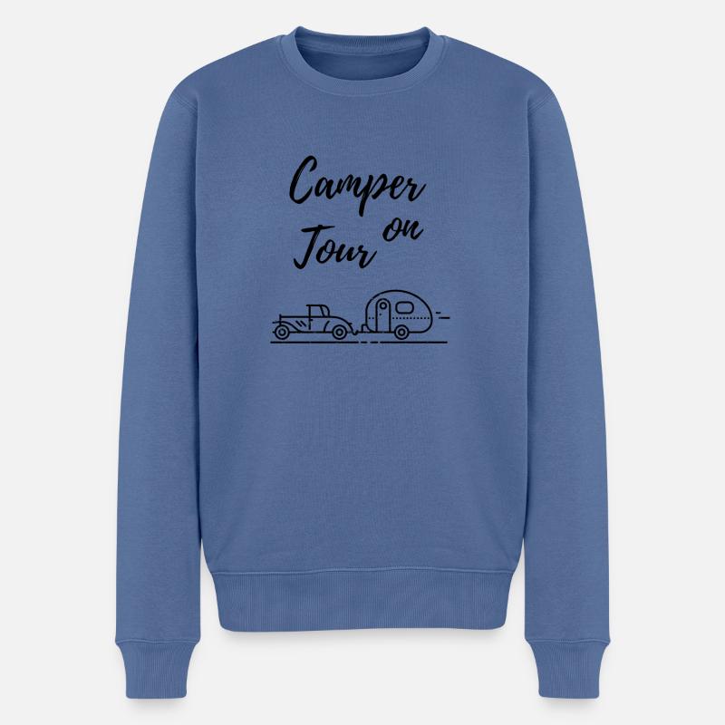 Camper on Tour Wohnwagen Gespann - Männer Premium Bio Pullover - Taubenblau