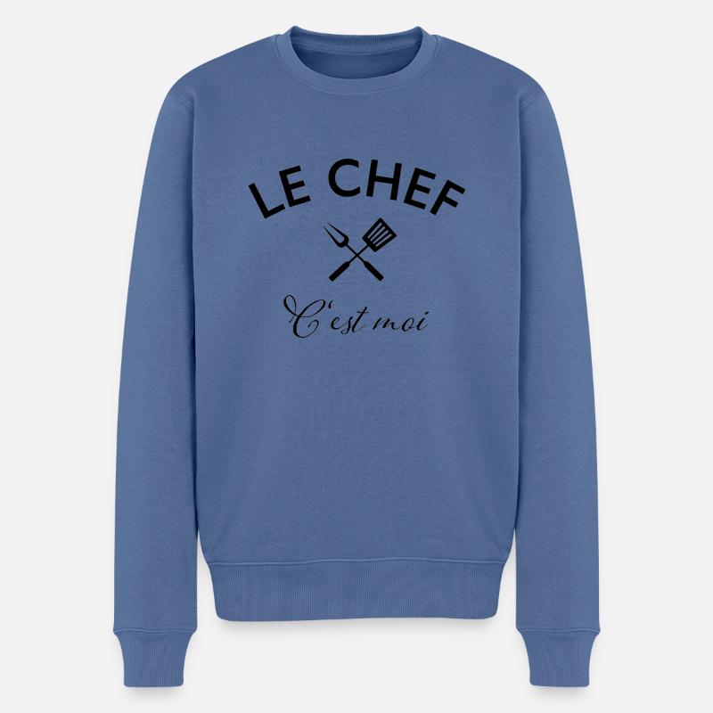 le chef c'est moi - Männer Premium Bio Pullover - Taubenblau
