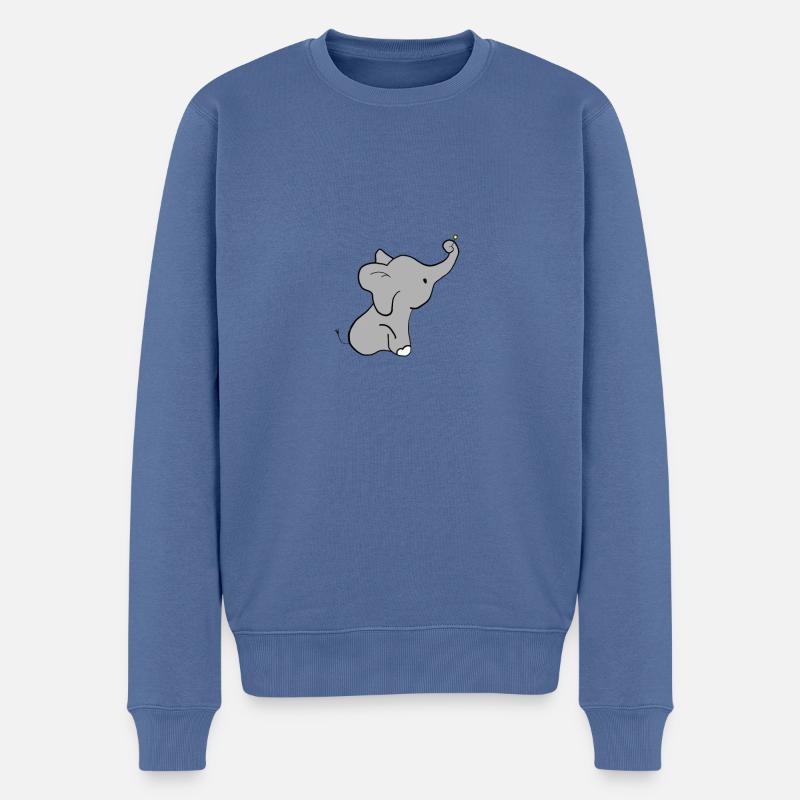 Petit éléphant avec fleur - Pull Premium bio Homme - bleu pigeon