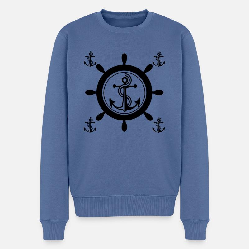 schiffsruder mit anker,anker schiffsruder - Männer Premium Bio Pullover - Taubenblau