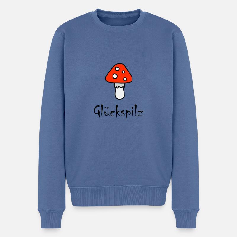 Glückspilz - Männer Premium Bio Pullover - Taubenblau
