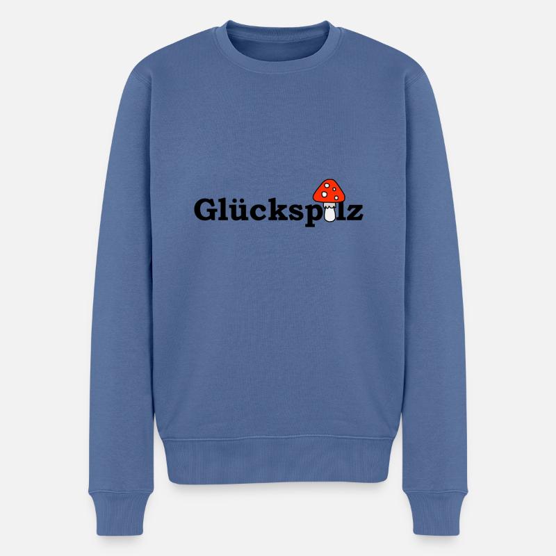 Glückspilz - Männer Premium Bio Pullover - Taubenblau