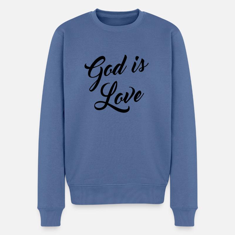 Gott ist Liebe - Männer Premium Bio Pullover - Taubenblau