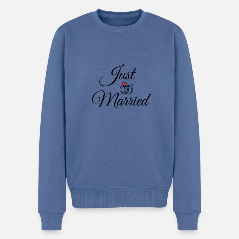 Just Married - Pull Premium bio Homme - bleu pigeon