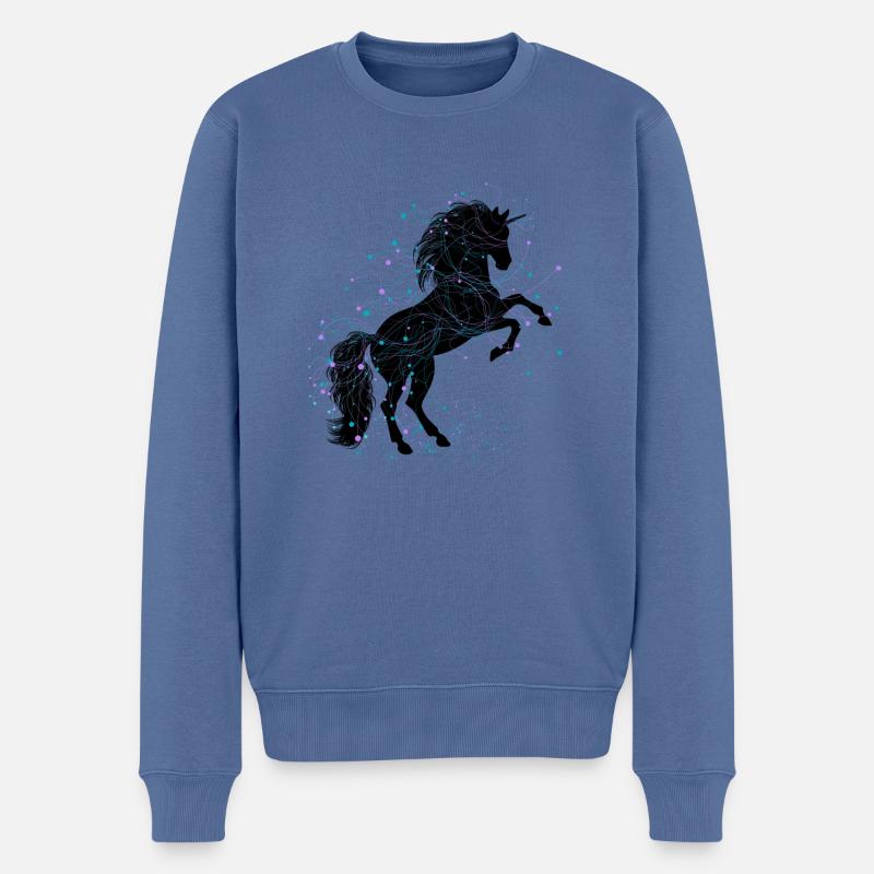 Einhorn - Männer Premium Bio Pullover - Taubenblau