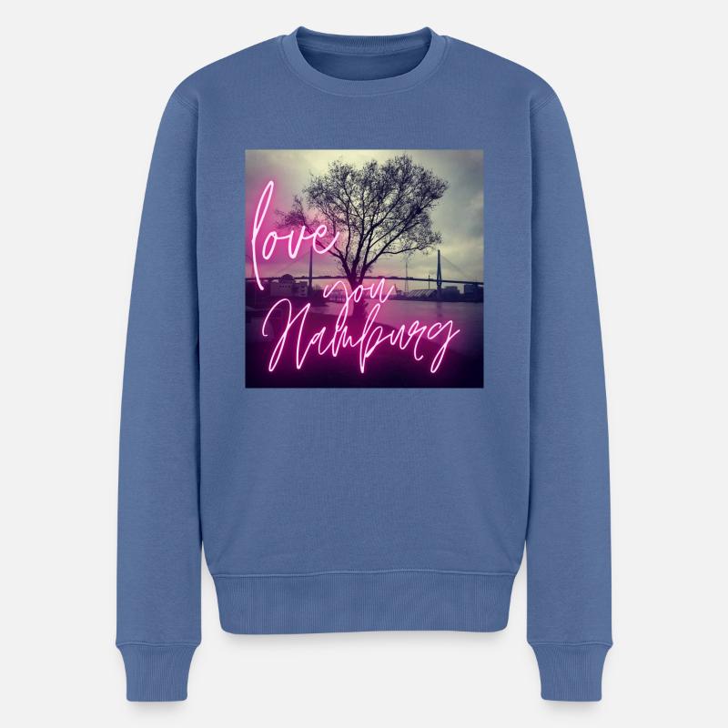 love you Hamburg - Männer Premium Bio Pullover - Taubenblau
