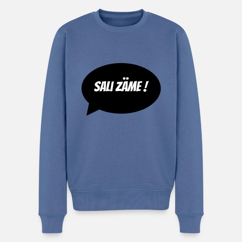 Sprechblase Sali zäme! - Männer Premium Bio Pullover - Taubenblau
