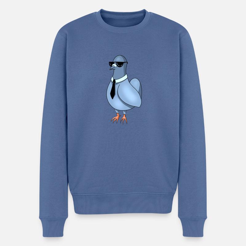 Bird with sunglasses - Pull Premium bio Homme - bleu pigeon
